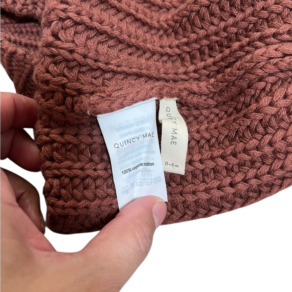 Quincy Mae 0-6m knitted chunky beanie cranberry - Picture 3 of 3